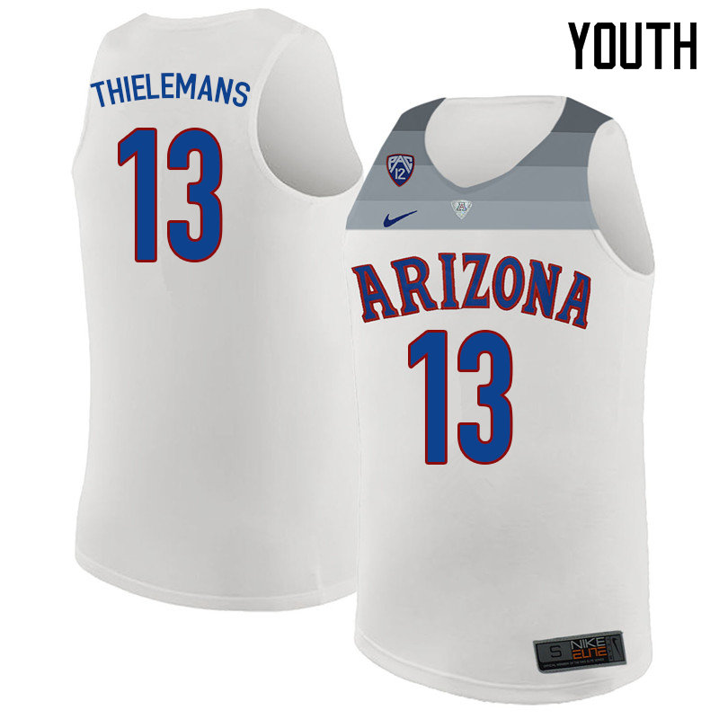 2018 Youth #13 Omar Thielemans Arizona Wildcats College Basketball Jerseys Sale-White